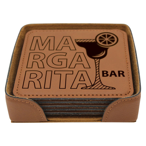 Rawhide Leatherette Coaster Set