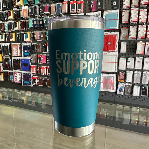 "Emotional Support Beverage" 20oz Teal Tumbler